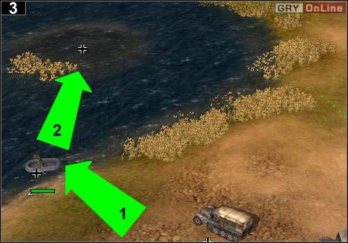 Wybierz jakąś piechotę, która ma przy sobie ponton i idź do brzegu jeziora ([1]) - [Niemcy] Misja 2 [Opis 1] w Codename Panzers - Faza Pierwsza - Codename: Panzers - Faza Pierwsza - poradnik do gry