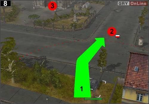Wybierz Panzera I i jedź nim tak, jak pokazuje to strzałka [1] - [Niemcy] Misja 3 [Opis 3] w Codename Panzers - Faza Pierwsza - Codename: Panzers - Faza Pierwsza - poradnik do gry