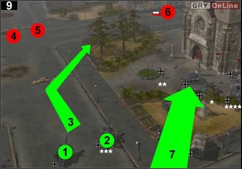 Postaw działa w [1] i [2] - [Niemcy] Misja 3 [Opis 3] w Codename Panzers - Faza Pierwsza - Codename: Panzers - Faza Pierwsza - poradnik do gry