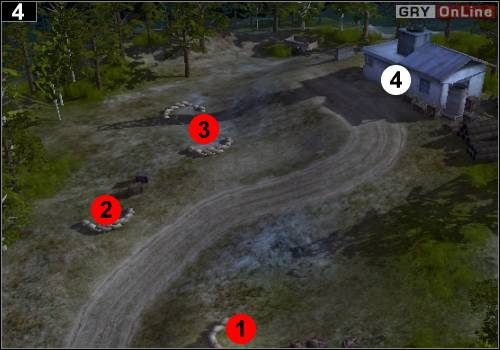 Na samej górze najpierw po kolei wykończ żołnierzy kryjących się za workami z piaskiem - w [1] i [2] - [Niemcy] Misja 6 [Opis 2] w Codename Panzers - Faza Pierwsza - Codename: Panzers - Faza Pierwsza - poradnik do gry
