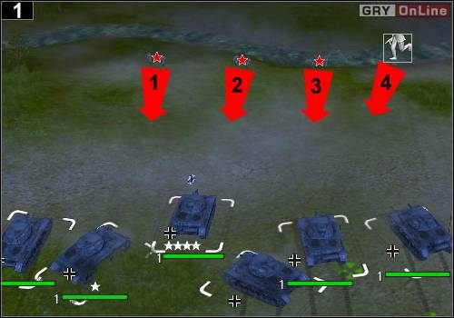 Pojedź czołgami odrobinę do przodu, do stojącego na przedzie Hansa, natomiast ekipę stojącą obok Hansa oraz działa cofnij - [Niemcy] Misja 8 [Opis 1] w Codename Panzers - Faza Pierwsza - Codename: Panzers - Faza Pierwsza - poradnik do gry