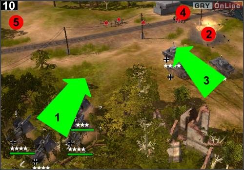 Jedź działami zgodnie ze strzałką [1] - [Niemcy] Misja 10 [Opis 4] w Codename Panzers - Faza Pierwsza - Codename: Panzers - Faza Pierwsza - poradnik do gry