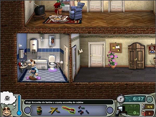 Wejdź teraz do salonu, a stamtąd prześlizgnij się do sypialni Grubasa (on będzie szedł na balkon, więc ostrożnie podążaj za nim) - [Sezon 2] Słoneczny poranek | Opis przejścia Sąsiedzi z Piekła Rodem - Sąsiedzi z Piekła Rodem - poradnik do gry