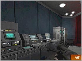 W następnym pomieszczeniu zlikwiduj Impa, który stoi na położonej nieco wyżej platformie i cały czas podążaj jedyną dostępną drogą (po drodze zauważysz jeszcze członków drużyny Bravo) - [Opis] Alpha Labs - Sector 2 cz.1 | Doom III - Doom III - poradnik do gry