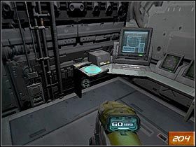 Ciasny korytarz doprowadzi Cię do olbrzymiej sali, wypełnionej na dnie lawą - [Opis] Central Server Banks | Doom III - Doom III - poradnik do gry