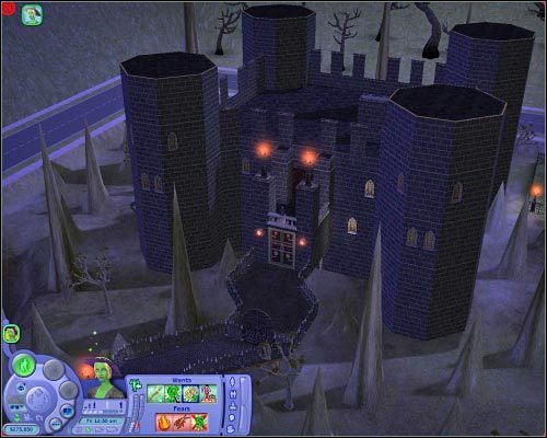 Forteca pod wieloma względami przypomina pałac jasnej strony, pomijając naturalnie jej wygląd. - Parcele ukryte | The Sims 2 - The Sims 2 - Pełna Kolekcja - poradniki