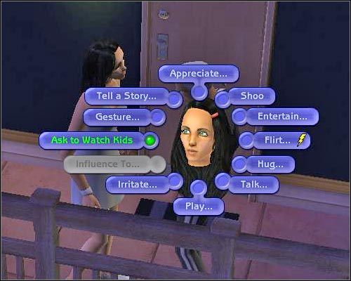 Sąsiada można poprosić o przypilnowanie dzieci, a w razie niepowodzenia w dowolnym momencie zwolnić go z tego obowiązku. - Sąsiedzi i współlokatorzy | The Sims 2 - The Sims 2 - Pełna Kolekcja - poradniki
