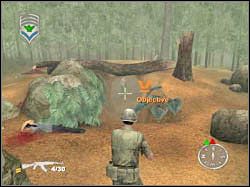 Powinieneś zauważyć wejście, które prowadzi do prowizorycznego podziemnego bunkra - First Kill (4) | Misja 01 | ShellShock Nam 67 - ShellShock: Nam 67 - poradnik do gry