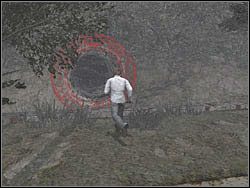 Przejdź przez bramę, za którą znalazłeś kij golfowy i skorzystaj ze znajdującej się nieopodal dziury, aby przedostać się do mieszkania - Las (4) | Etap 3 w Silent Hill 4 The Room - Silent Hill 4: The Room - poradnik do gry