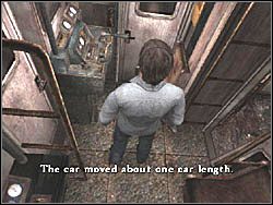 Wejdź do niego przez otwarte drzwi i skieruj swe kroki do pomieszczenia sterowniczego - Dworzec po raz drugi (5) | Etap 8 w Silent Hill 4 The Room - Silent Hill 4: The Room - poradnik do gry