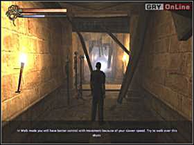 Na początku zmniejsz tryb biegania na chodzenie (domyślnie: rolka w dół) i przejdź po cienkiej kładce w lewo - Tutorial A - Shade: Gniew Aniołów - poradnik do gry