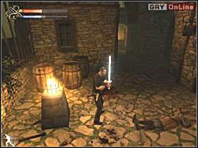 Idź przez most za kratą przed siebie, aż wybiegnie wielki rycerz i para łuczników - 09 - Płonące miasto cz.2 - Shade: Gniew Aniołów - poradnik do gry