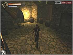 Dopiero później podbiegnij do widocznych na lewym obrazku łuczników i po kolei ich uśmiercaj - 09 - Płonące miasto cz.3 - Shade: Gniew Aniołów - poradnik do gry