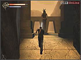 Będąc tam nie zważaj na wielkiego skorpiona, tylko od razu biegnij do zapisu gry i zachowaj grę (lewy obrazek) - 20 - Łuski Maat cz.2 - Shade: Gniew Aniołów - poradnik do gry