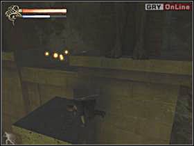 Ujrzysz to, co przedstawia lewy obrazek - musisz ponownie, używając jeszcze większego rozbiegu (ze sprintem) skoczyć na kolumnę obok wejścia do wielkiej sali - 24 - Portal - Shade: Gniew Aniołów - poradnik do gry