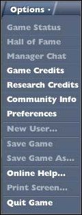 Do dyspozycji mamy tutaj 13 elementów, podzielonych na segmenty - Opcje gry - Informacje ogólne - Football Manager 2005 - poradnik do gry