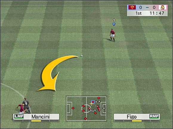 L1 + trójkąt - kolejne, niemal bliźniacze podanie - Zagrania one-two | Zagrania | Pro Evolution Soccer 4 - Pro Evolution Soccer 4 - poradnik do gry