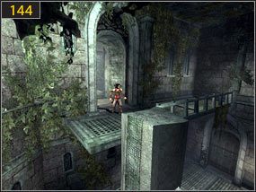 Z kolumny wykonujemy skok na taras [143], a z niego wchodzimy do pomieszczenia [144] - Południowe przejście - teraźniejszość (3) | Dama w niebezpieczeństwie, Mroczna dłoń losu - Prince of Persia: Dusza Wojownika - poradnik do gry
