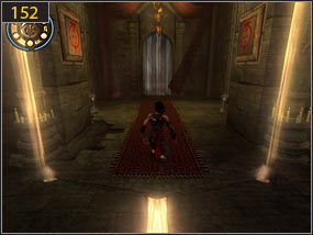 Dahaka nie podąży za nami, gdy przekroczymy wodne drzwi, za którymi możemy uzupełnić zdrowie i zapisać stan gry [151] - Wejście do fortecy - przeszłość | Dama w niebezpieczeństwie, Mroczna dłoń losu - Prince of Persia: Dusza Wojownika - poradnik do gry