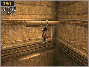 Ponownie korytarz i kilka pułapek [179] oraz spacer po gzymsach [180] - Klucz i zamek - Komnata klepsydry - przeszłość | Pomocna dłoń, Klucz i zamek - Prince of Persia: Dusza Wojownika - poradnik do gry