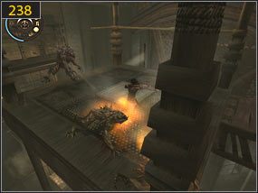 We wnęce pociągamy za drążek [237], dzięki czemu platforma ponownie zmieni położenie - Mechaniczna wieża - przeszłość (3) | Trybiki i śrubki | PoP Dusza Wojownika - Prince of Persia: Dusza Wojownika - poradnik do gry