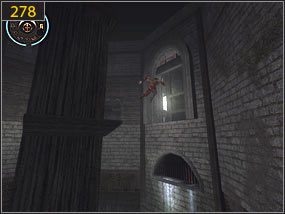 Na wyższym poziomie postępujemy podobnie, tyle że tym razem należy skoczyć na zapadnię [277], szybko się odbić i przeskoczyć w kierunku drzwi, które właśnie się otworzyły [278] - Mechaniczna jama - przeszłość (3) | Trybiki i śrubki | PoP Dusza Wojownika - Prince of Persia: Dusza Wojownika - poradnik do gry