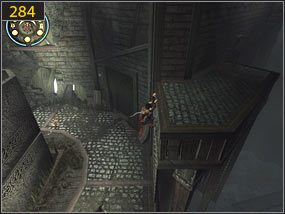 Kolejne stwory [283] i wspinaczka na ścianę po prawej stronie [284] - Pokój aktywacyjny - teraźniejszość (1) | Trybiki i śrubki | PoP Dusza Wojownika - Prince of Persia: Dusza Wojownika - poradnik do gry