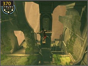 Szybko wskakujemy na platformę i łapiemy się gzymsu [369] - Ogród - przeszłość | Druga wieża, Wodna Pani | Prince of Persia Dusza Wojownika - Prince of Persia: Dusza Wojownika - poradnik do gry