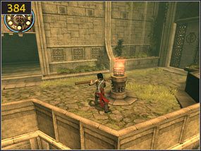 Z pomostu skaczemy na linę [383] i opuszczamy się na dół - Ogród - przeszłość | Druga wieża, Wodna Pani | Prince of Persia Dusza Wojownika - Prince of Persia: Dusza Wojownika - poradnik do gry