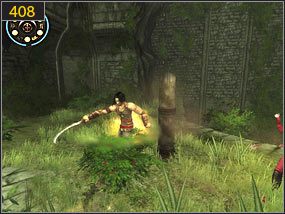 Z drzewa skaczemy na drążek [407] a następnie na wyższą platformę - Ogród - teraźniejszość | Woda i ogrody | Prince of Persia Dusza Wojownika - Prince of Persia: Dusza Wojownika - poradnik do gry