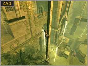 Bieg po ścianie [449] i skok na kolumnę [450] - Wodospady w ogrodzie - przeszłość (2) | Woda i ogrody | PoP Dusza Wojownika - Prince of Persia: Dusza Wojownika - poradnik do gry