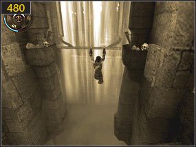 Wspinamy się po drążkach [479], a następnie skaczemy na dźwignię [480] - Długa droga do domu - Plaża - teraźniejszość | Imperatorka, Długa droga do domu, Przeznaczenie - Prince of Persia: Dusza Wojownika - poradnik do gry