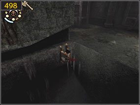 Ponownie walczymy z przeciwnikami [497] po czym przedostajemy się po gzymsie na drugą stronę [498] - Nie możesz zmienić swojego przeznaczenia - Katakumby - teraźniejszość | Imperatorka, Długa droga do domu, Przeznaczenie - Prince of Persia: Dusza Wojownika - poradnik do gry