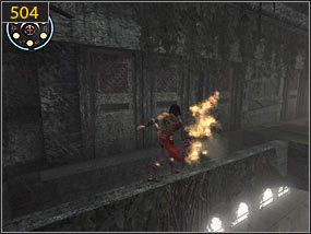 Przechodzimy po drewnianych belkach [503] i likwidujemy przeciwniczkę w momencie, gdy do nas doskakuje [504] - Więzienie - teraźniejszość | Tron i maska | Prince of Persia Dusza Wojownika - Prince of Persia: Dusza Wojownika - poradnik do gry