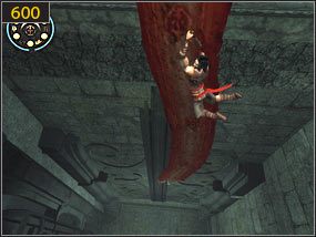 Przesuwamy się na drugą stronę kolumny [599] i zjeżdżamy po płótnie [600] - Święte jaskinie - teraźniejszość (2) | Twarz czasu | PoP Dusza Wojownika - Prince of Persia: Dusza Wojownika - poradnik do gry