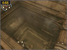 Stamtąd wracamy, najpierw biegnąc po ścianie [647] a następnie opuszczając się na najniższy poziom [648] - Ołtarz ofiarny - przeszłość | Ścieżka upiora piasku | PoP Dusza Wojownika - Prince of Persia: Dusza Wojownika - poradnik do gry