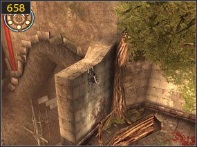 Na poniższym balkonie ponownie czeka nas walka [657] - Klif - przeszłość (1) | Ścieżka upiora piasku | Prince of Persia Dusza Wojownika - Prince of Persia: Dusza Wojownika - poradnik do gry