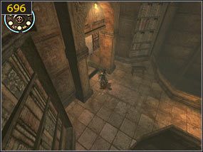 Otwieramy bramę za pomocą mechanizmu [695] i przechodzimy do drugiego pomieszczenia [696] - Biblioteka - przeszłość | Lustrzane przeznaczenie | PoP Dusza Wojownika - Prince of Persia: Dusza Wojownika - poradnik do gry