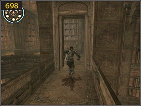 Po drabinie wspinamy się na wyższy poziom [697] i biegniemy w kierunku biblioteki [698] - Biblioteka - przeszłość | Lustrzane przeznaczenie | PoP Dusza Wojownika - Prince of Persia: Dusza Wojownika - poradnik do gry