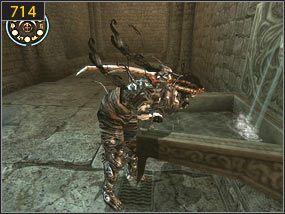 W końcu docieramy do wyjścia [713], gdzie możemy uzupełnić zdrowie oraz zapisać grę [714] - Mistyczne jaskinie - przeszłość | Lustrzane przeznaczenie | PoP Dusza Wojownika - Prince of Persia: Dusza Wojownika - poradnik do gry