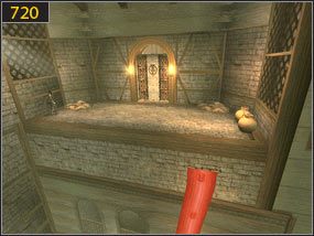 Wskakujemy do napełnionego wodą chodnika [719] i znaną metodą robienia przewrotów przedostajemy się pod łopatkami - Mistyczne jaskinie - przeszłość | Lustrzane przeznaczenie | PoP Dusza Wojownika - Prince of Persia: Dusza Wojownika - poradnik do gry