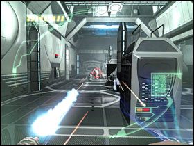 Teraz wejdź do dużego, pustego robota po drugiej stronie lokacji - 36 - Facility Control (2) | Solucja | Kroniki Riddicka Ucieczka z Butcher Bay - Kroniki Riddicka: Ucieczka z Butcher Bay - poradnik do gry