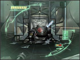 Rozwal wszystkie roboty po kolei, a następnie wejdź w drzwi po prawej - 36 - Facility Control (2) | Solucja | Kroniki Riddicka Ucieczka z Butcher Bay - Kroniki Riddicka: Ucieczka z Butcher Bay - poradnik do gry