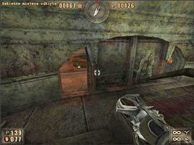 Zeskakujemy z dachu i podchodzimy do budynku, którego dachem przed chwilą szliśmy - tego z napisem Acid Bath - 6.2 Smutne Miasteczko cz.3 | Painkiller Battle Out of Hell - Painkiller: Battle Out of Hell - poradnik do gry