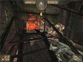 Wracamy tą samą drogą i wyskakujemy przez okno (znów przy pomocy katapulty) - 6.2 Smutne Miasteczko cz.3 | Painkiller Battle Out of Hell - Painkiller: Battle Out of Hell - poradnik do gry