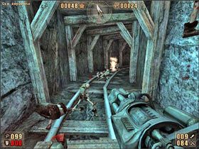 Na nasze szczęście tory okrążają jaskinię i będziemy mieli okazję wykonać półtorej rundy dokoła - 6.8 Podziemia cz.2 | Painkiller Battle Out of Hell - Painkiller: Battle Out of Hell - poradnik do gry