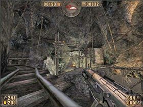 I z rozbiegu wskakujemy na pierwsze piętro konstrukcji - 6.8 Podziemia cz.6 | Painkiller Battle Out of Hell - Painkiller: Battle Out of Hell - poradnik do gry