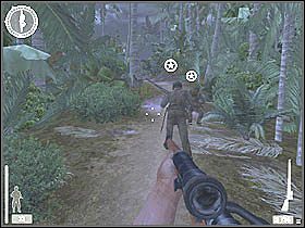 Po uporaniu się z grupą wroga macie chwilę na naradę, po czym ruszacie dalej - Atol Makin (1) | Kampania 2 | Medal of Honor Wojna na Pacyfiku - Medal of Honor: Wojna na Pacyfiku - poradnik do gry