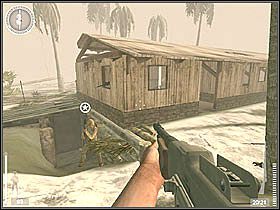Również i tym razem można wykonać bohaterski czyn, a polega on na tym, że należy dotrzeć do miejsca widocznego po lewej stronie i zabić obsługę działka przeciwlotniczego, zanim ona zestrzeli aliancki samolot - Tarawa (3) | Kampania 4 | Medal of Honor Wojna na Pacyfiku - Medal of Honor: Wojna na Pacyfiku - poradnik do gry