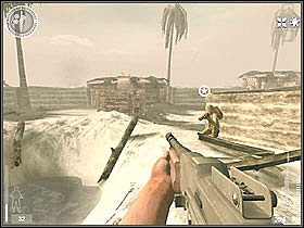 Po wyjściu z niego należy dołączyć do żołnierzy, którzy już czekają na Was, aby dalej kontynuować walkę - Tarawa (4) | Kampania 4 | Medal of Honor Wojna na Pacyfiku - Medal of Honor: Wojna na Pacyfiku - poradnik do gry